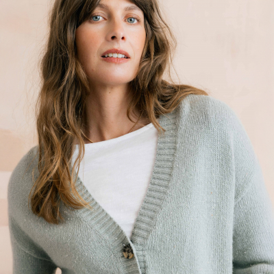 Lily & Me Bloom Knit Cardigan - Fleck - Mist
