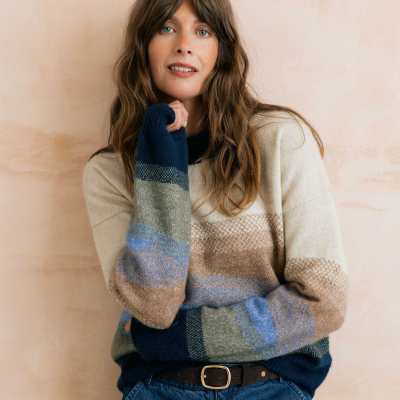 Lily & Me Artist Colour Block Knit Jumper - Oatmeal