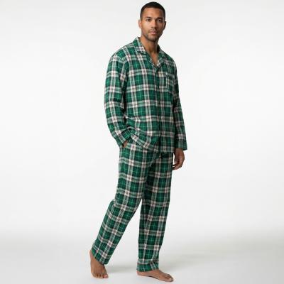 Komodo Mens Jim Jam Pyjama Set - Green