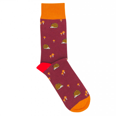 Doris & Dude Burgundy Hedgehog Bamboo Socks - UK 3-7