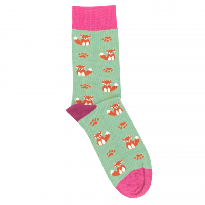 Doris & Dude Mint Fox Bamboo Socks - UK 3-7