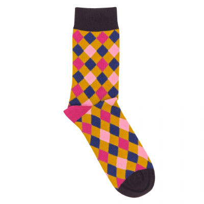 Doris & Dude Gold Diamond Bamboo Socks - UK 7-11