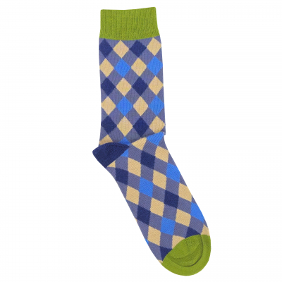 Doris & Dude Blue Diamond Bamboo Socks - UK 7-11