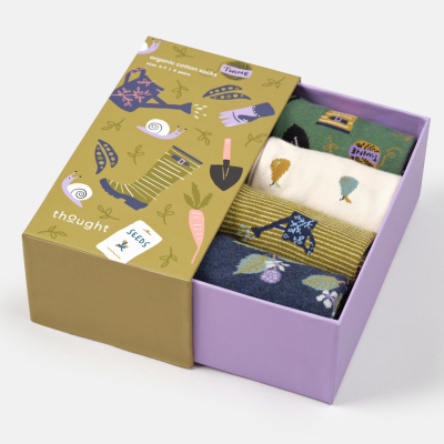 Thought Autumn Harvest Organic Cotton Socks Gift Box - UK 4-7 - 4 Pairs