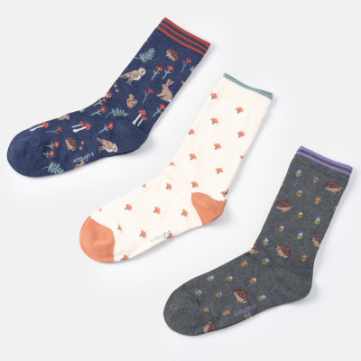 Thought Wild Animals Gathering Bamboo Socks Gift Box - UK 4-7 - 3 Pairs
