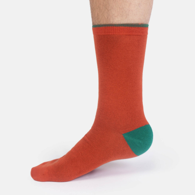 Thought Modal Tipped Crew Socks - Brick Red - UK 7-11