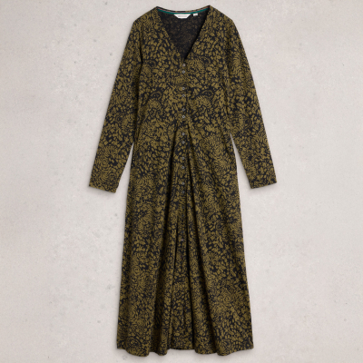 White Stuff Reese Organic Button Through Dress - Green