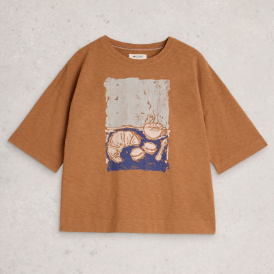 White Stuff Katya Graphic Tee - Brown