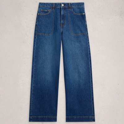 White Stuff Tia Organic Wide Leg Jeans - Dark Denim
