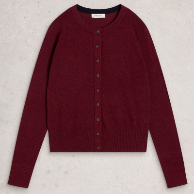 White Stuff Lois Organic Cardi - Dark Plum