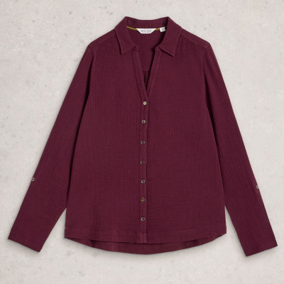 White Stuff Annie Organic Double Cloth Shirt - Dark Plum