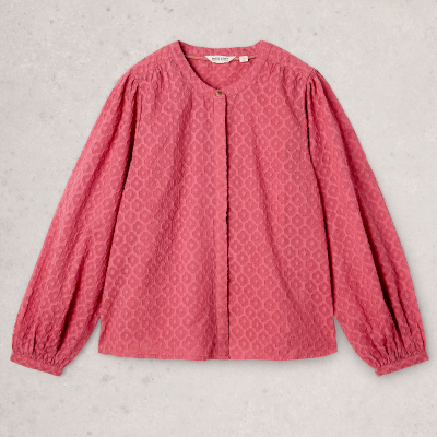 White Stuff Lana Organic Jacquard Top - Mid Pink