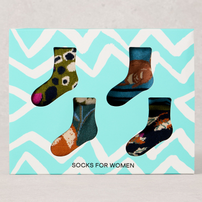 White Stuff Organic Garden Animal Socks - Green - 4 pairs