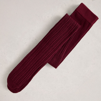 White Stuff Patty Pattern Organic Tights - Dark Plum
