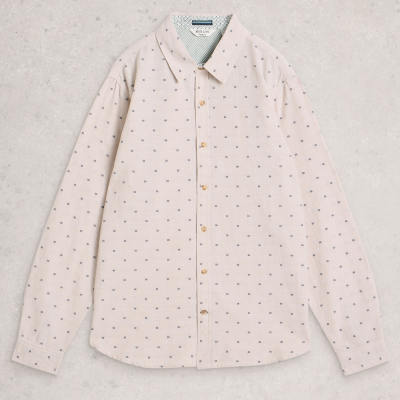 White Stuff Douglas Long Sleeve Dobby Organic Shirt - Natural