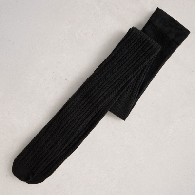 White Stuff Patty Pattern Organic Tights - Pure Black