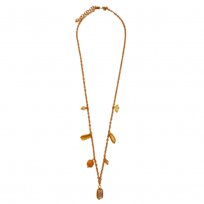 Lotus Feet Charm Necklace - Citrine