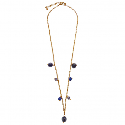 Lotus Feet Charm Necklace - Blue