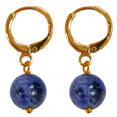 Lotus Feet Lariat Earrings - Lapis Lazuli