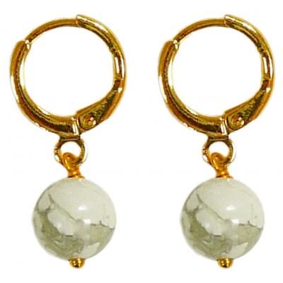 Lotus Feet Lariat Earrings - Howlite