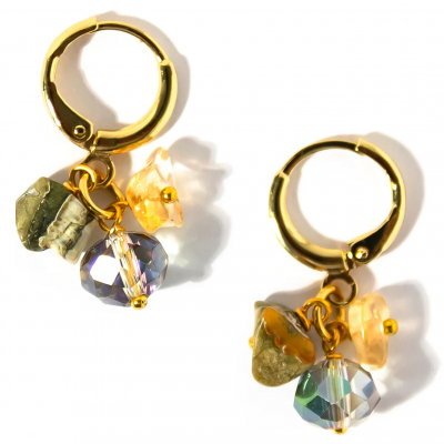 Lotus Feet Cluster Earrings - Citrine
