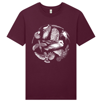 Frank & Faith British Birds T-Shirt - Burgundy