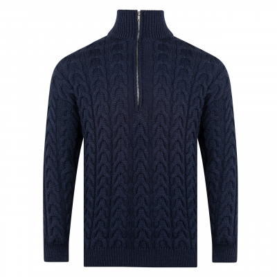 Unisex Cable Zip Jumper - Navy