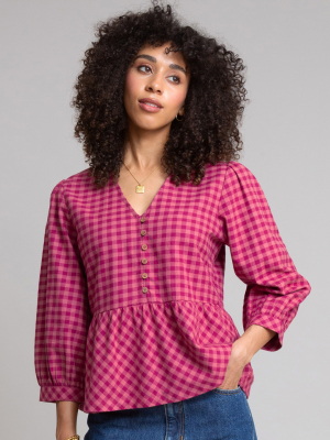 Kite Damson Check Worgret Flannel Blouse