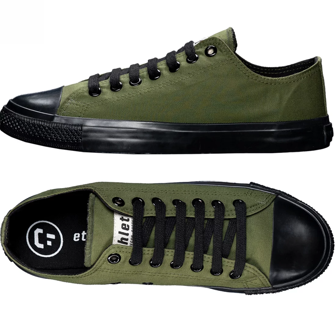 Ethletic Fairtrade Trainers - Camping Green & Jet Black - Ethletic