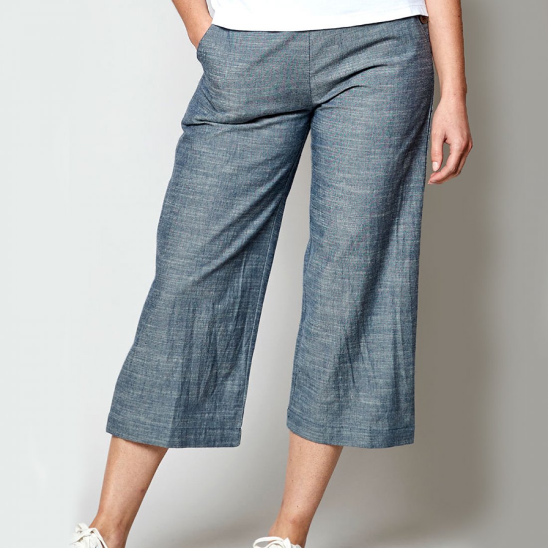 Nomads Chambray Cropped Wide Leg Trousers - Nomads