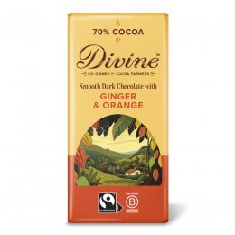 Divine 70% Dark Chocolate with Ginger & Orange - 90g