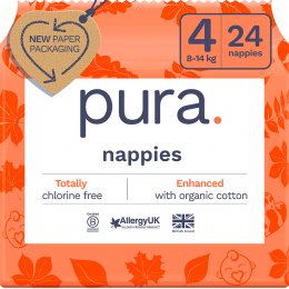 Pura Nappies - Size 4 - 8-14kg - Pack of 24