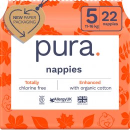 Pura Nappies - Size 5 - 11-16kg - Pack of 22