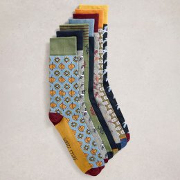 White Stuff Organic Ankle Socks - Navy - 7 Pairs