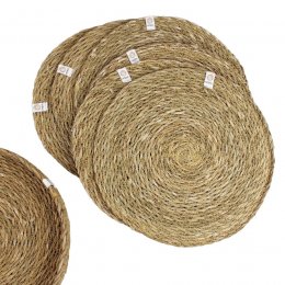 Respiin Natural Seagrass Tablemats with Holder - Set of 6