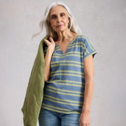 White Stuff Nelly Notch Fairtrade Tee - Blue Stripe