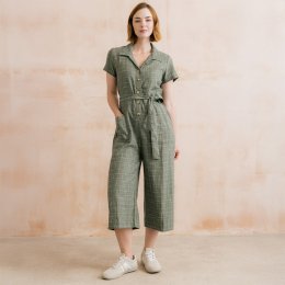 Lily & Me Josie Multi Check Jumpsuit - Laurel