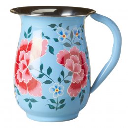 Chrysanthemum Hand Painted Jug - Blue