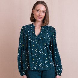 Nomads EcoVero Pintuck Blouse - Teal