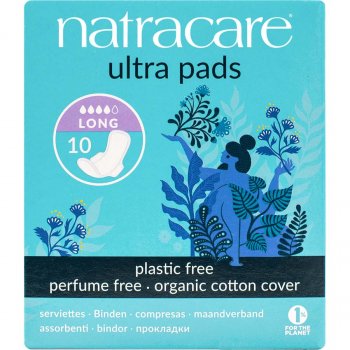 Natracare Organic Cotton Ultra Pads - Long with Wings - Pack of 10