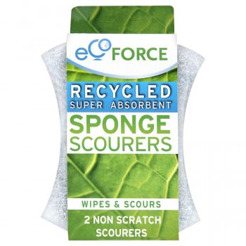 EcoForce Recycled Sponge Scourers - Non Scratch 2pk