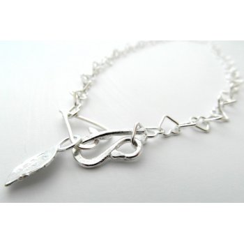 LA Jewellery Recycled Beaten Heart Silver Necklace