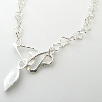La Jewellery Recycled Beaten Heart Silver Necklace