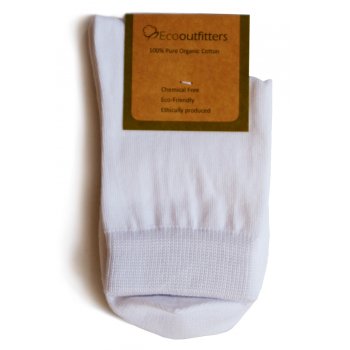 100 percent  Organic Cotton Ankle School Socks - White