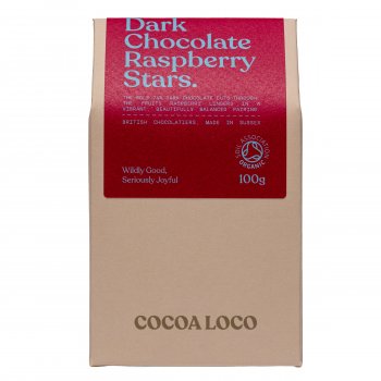Cocoa Loco Dark Chocolate and Raspberry Stars - 100g