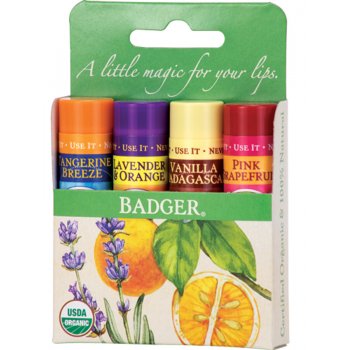 Badger Balm Lip Balm Sticks - Green Pack of 4