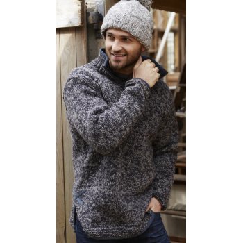 Mens Donegal Half Zip Jumper - Charcoal