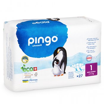 Pingo Ecological Disposable Nappies - Newborn - Size 1 - Pack of 27