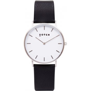 Votch Classic Collection Vegan Leather Watch - Black & Silver