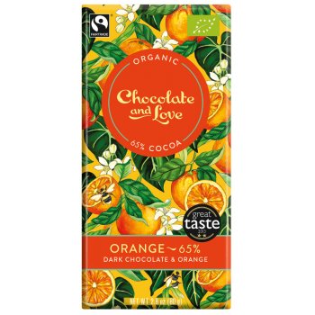Chocolate & Love Organic & Fairtrade Orange 65 percent  Dark Chocolate Bar - 80g